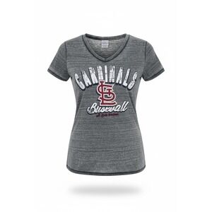 St Louis Cardinals MLB Burnout V-Neck T-Shirt Gray 5th & Ocean Womens Medium